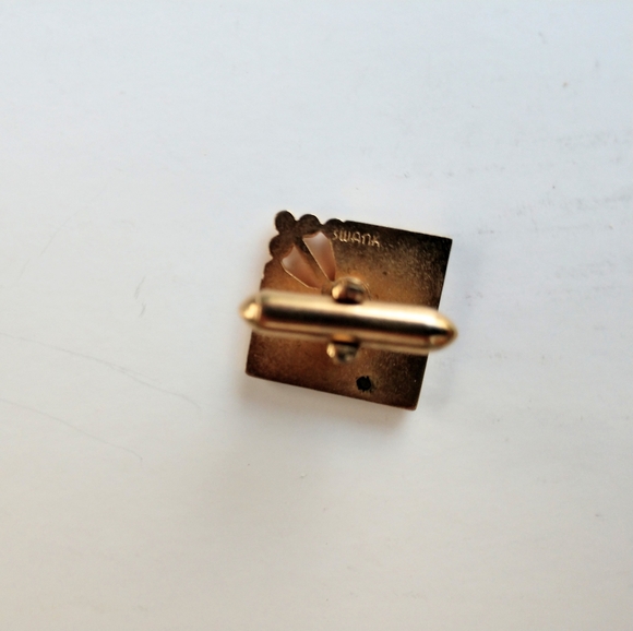 Swank Cuff Links Square Gold Corner Design Vintage Small - Picture 2 of 5
